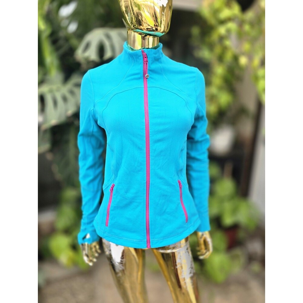 Lululemon Forme Jacket II Brushed Women's Size 10 Turquoise Blue Pink Full Zip
